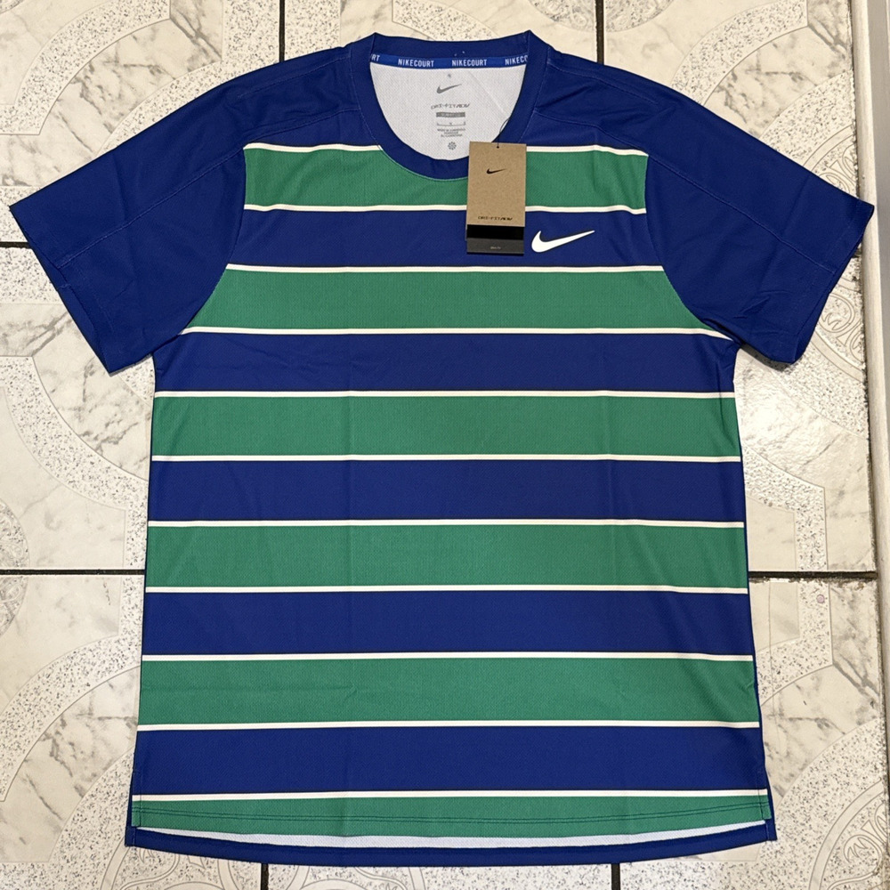 Nike Court Slam Dri-FIT ADV Tennis Shirt FZ6934-539 Blue Green Men’s Size M